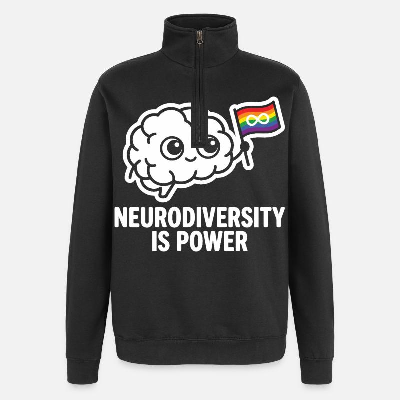 NEURODIVERSITY IS POWER Gehirn - Quarter-Zip-Sweatshirt - Schwarz