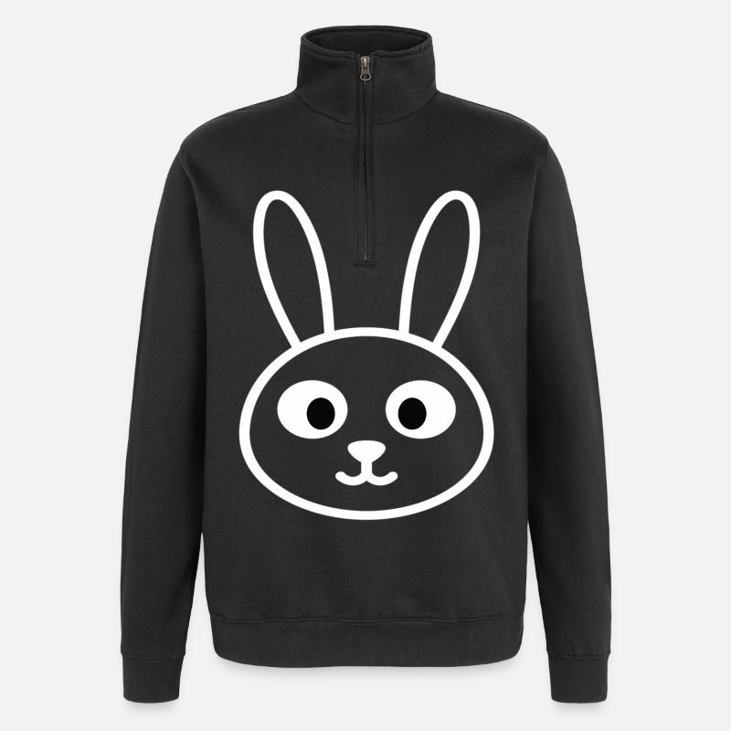 Minimalist Bunny Head – Cute Animal - Quarter-Zip Sweatshirt - black