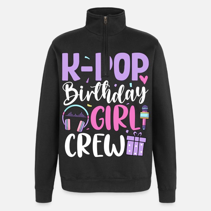 K Pop Équipe des Filles d’Anniversaire - Sweat à zip 1/4 - noir