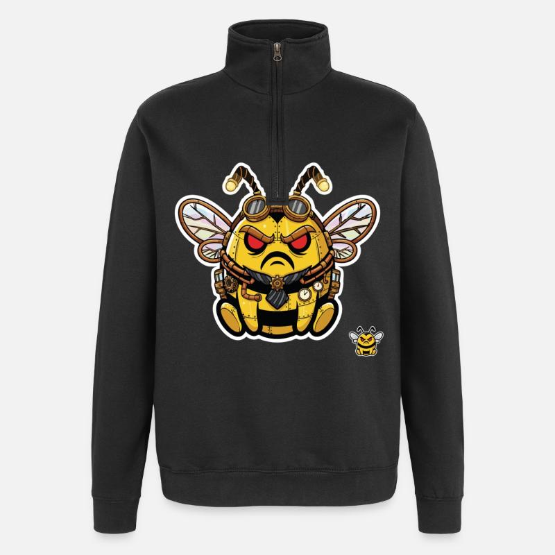 Bionic Edgy Steampunk Cyborg Bee - Quarter-Zip Sweatshirt - black