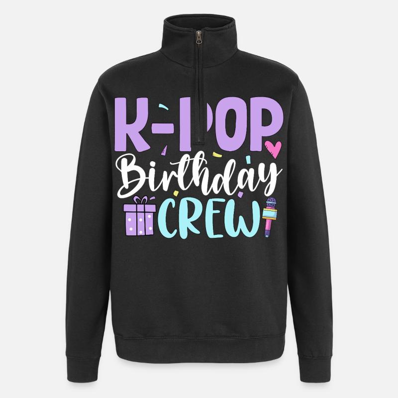 K Pop Birthday Crew - Quarter-Zip Sweatshirt - black