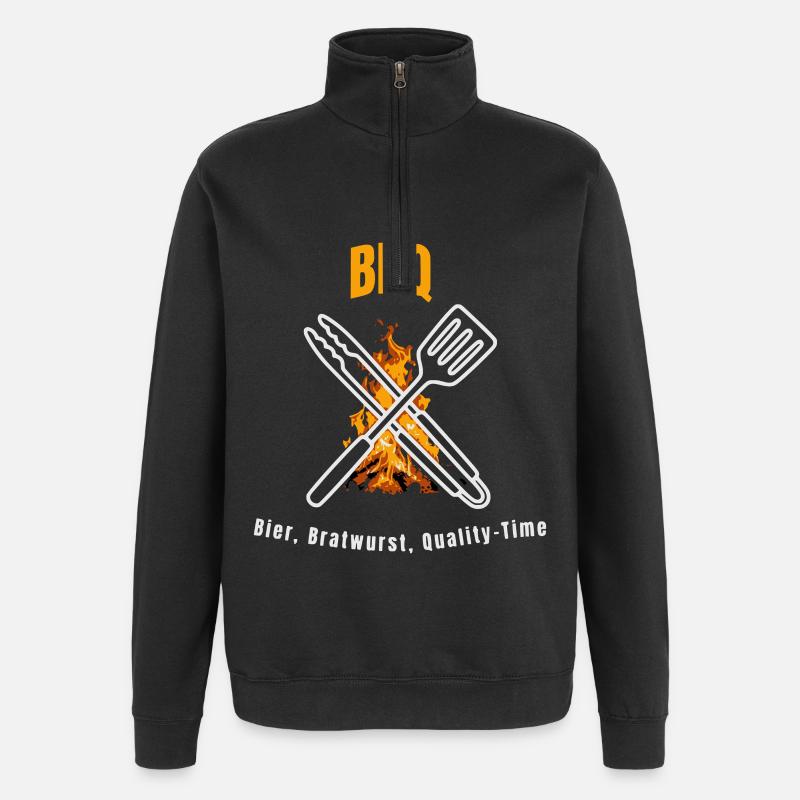 BBQ Bier Bratwurst Quality Time - Quarter-Zip-Sweatshirt - Schwarz
