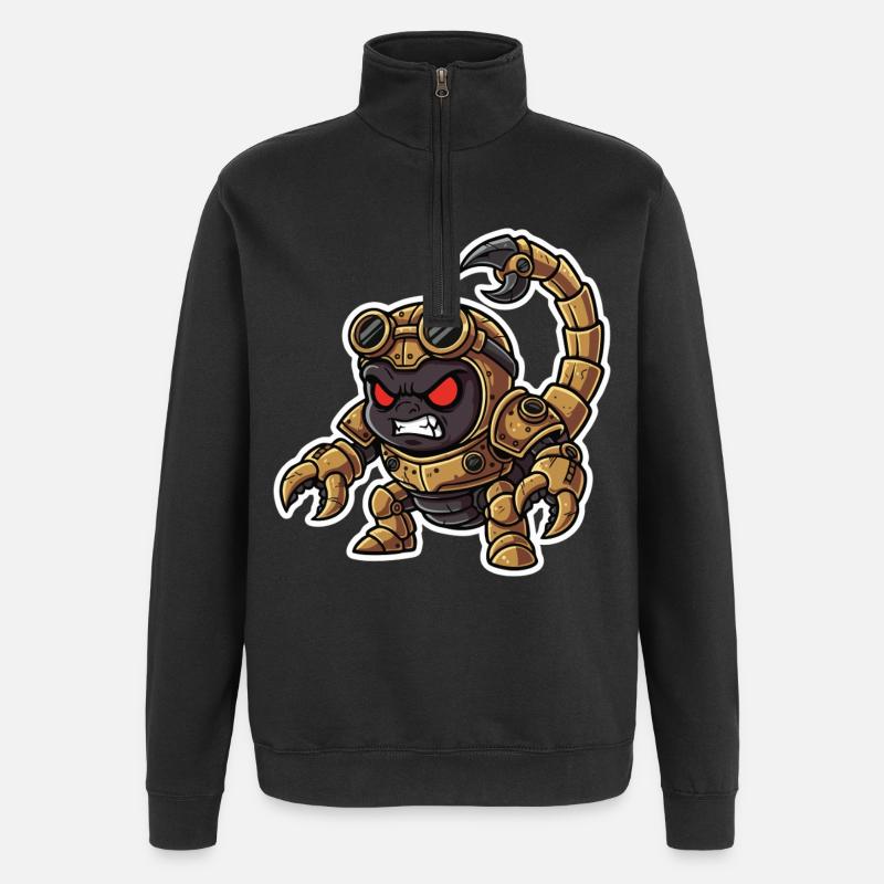 Skorpion Bionic Steampunk Krieger Messingnieten - Quarter-Zip-Sweatshirt - Schwarz