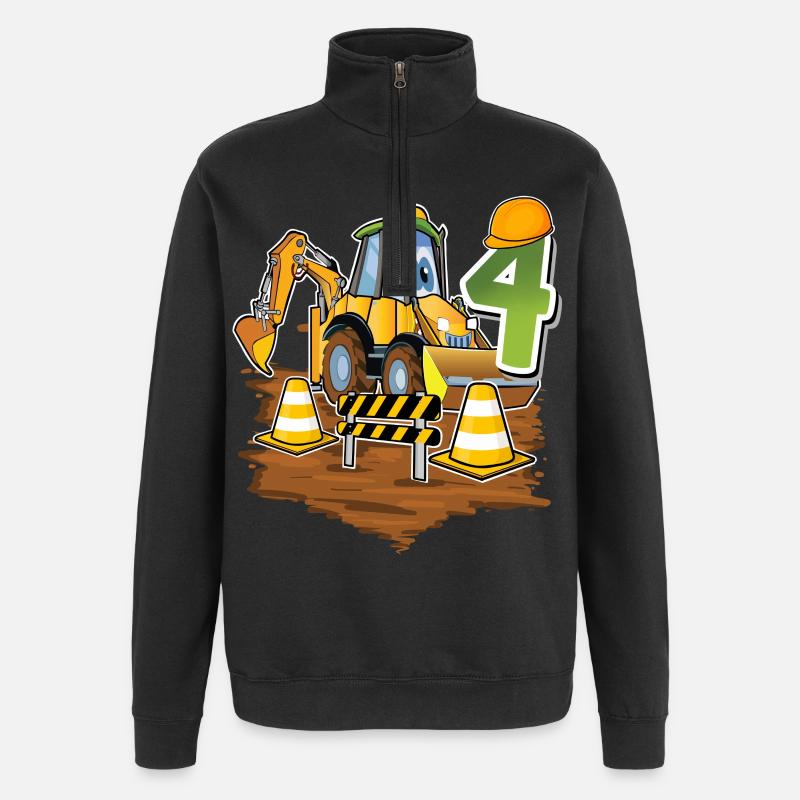 4 Excavators 4th Birthday - Quarter-Zip Sweatshirt - black