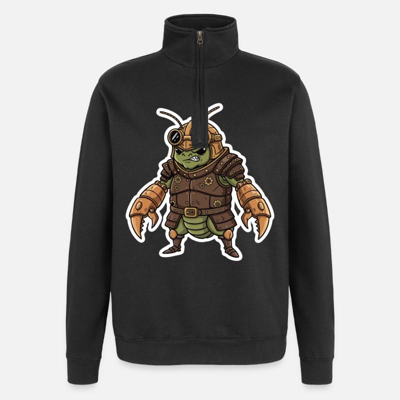 Steampunk-Krieger, gepanzerte Gottesanbeterin - Quarter-Zip-Sweatshirt - Schwarz