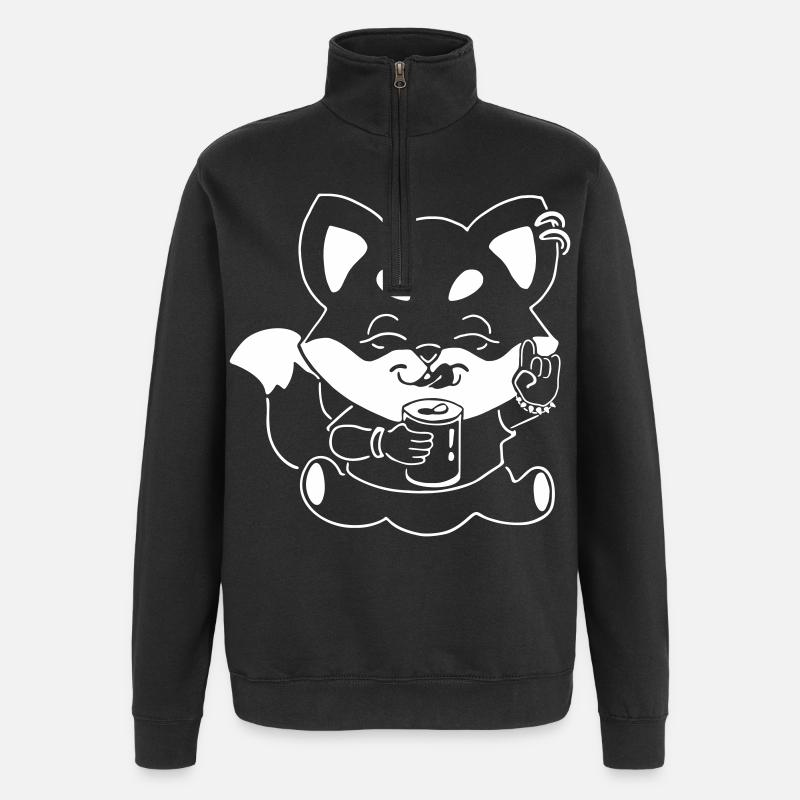Renard métallique avec canette - Sweat à zip 1/4 - noir