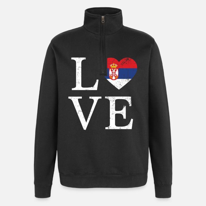 Avec amour la Serbie - Sweat à zip 1/4 - noir