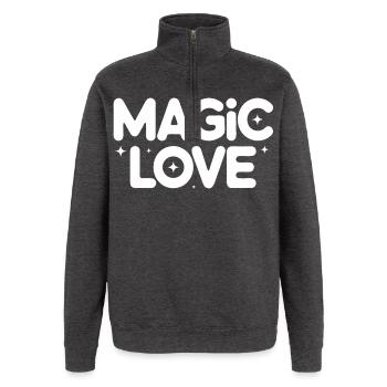 Magic Love Retro Sternen - Quarter-Zip-Sweatshirt - Anthrazit - Vorne - AI Model Female 172 light (172cm) & AI Model Male 178 dark (178cm)