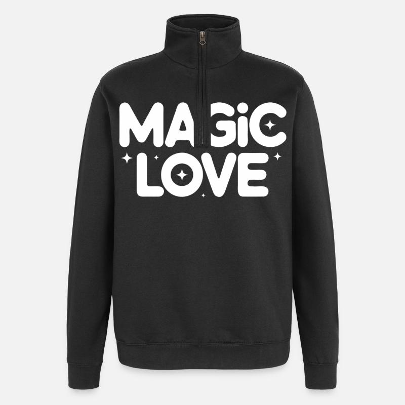 Magic Love Stars rétro - Sweat à zip 1/4 - noir