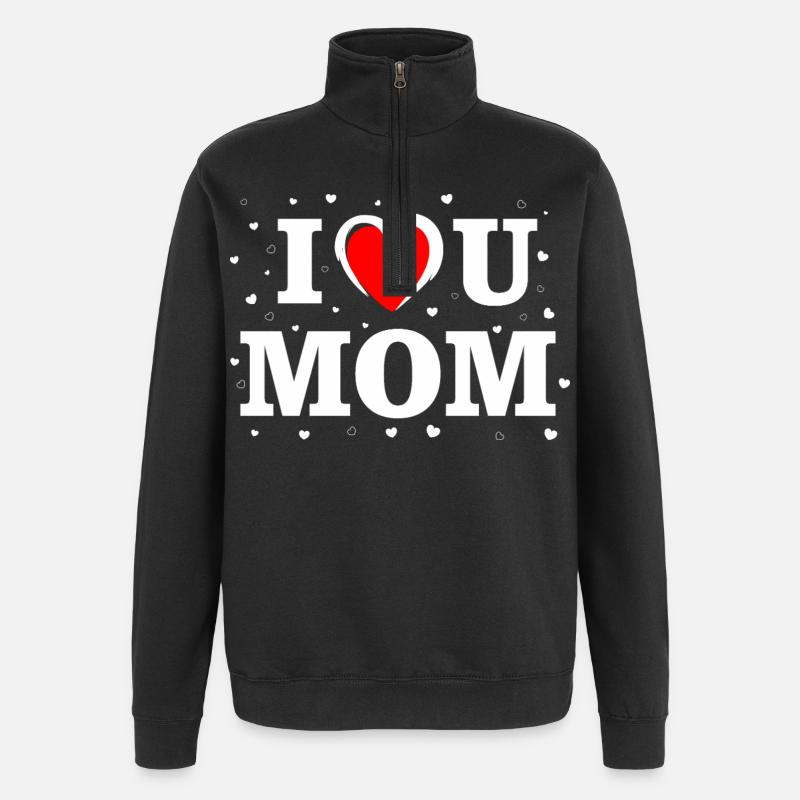 Chemise cœur de maman Je t’aime - Sweat à zip 1/4 - noir