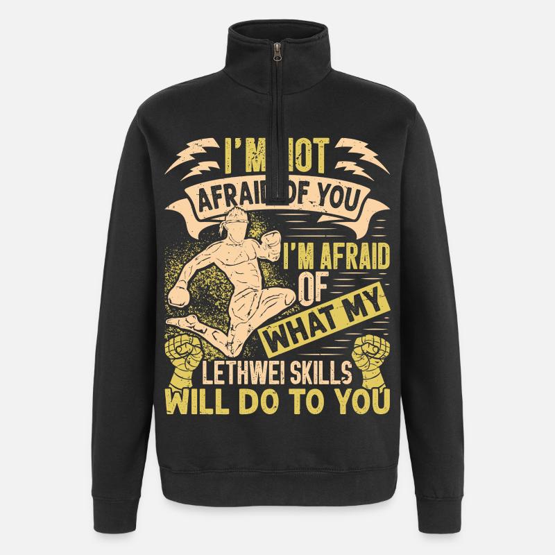 Burmesischer Boxer Lethwei-Ausbilder in Myanmar - Quarter-Zip-Sweatshirt - Schwarz