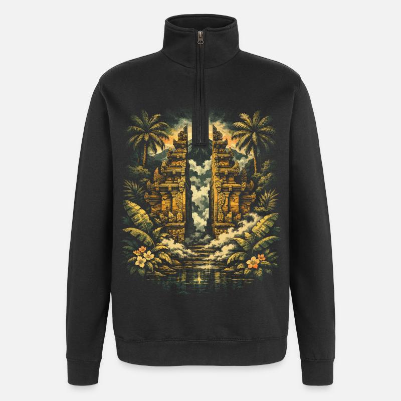 Bali Reise - Quarter-Zip-Sweatshirt - Schwarz