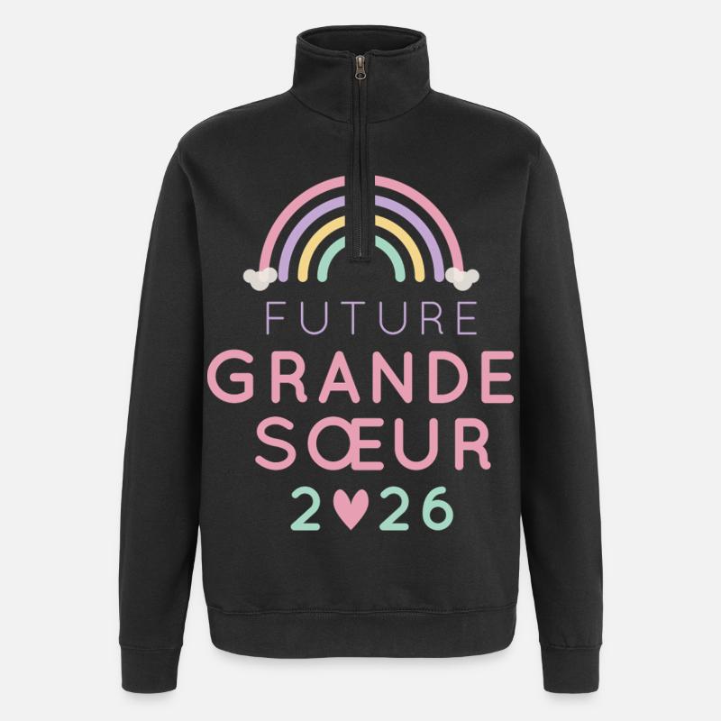 Future Grande Sœur 2026 – Annonce Grossesse - Sweat à zip 1/4 - noir