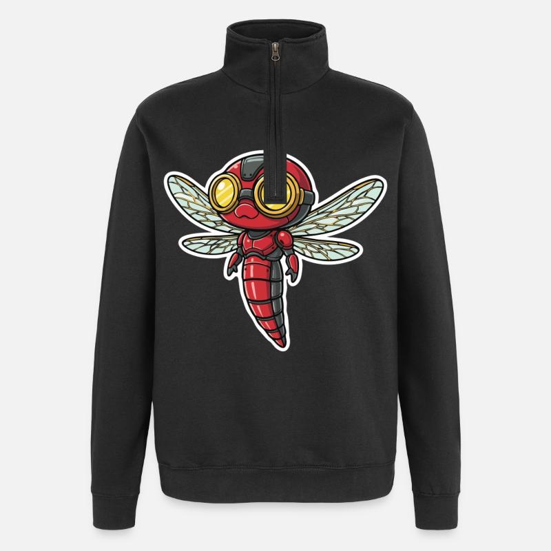 Dragonfly Steampunk Scout Rot und Gold - Quarter-Zip-Sweatshirt - Schwarz