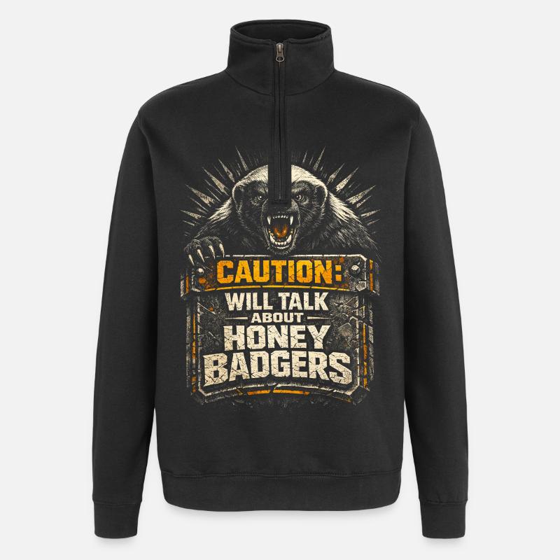 Honigdachs Honey Badger Tier - Quarter-Zip-Sweatshirt - Schwarz