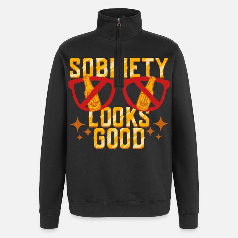 La sobriété antialcoolique abstinente est bonne - Sweat à zip 1/4 - noir