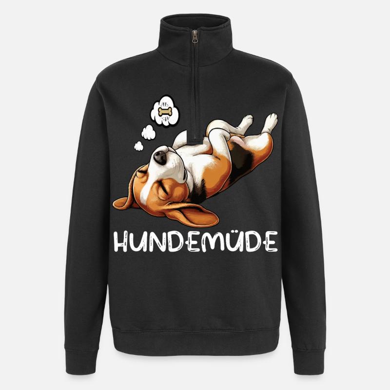 Hundemüde Beagle Beaglebesitzer Beaglehalter - Quarter-Zip-Sweatshirt - Schwarz