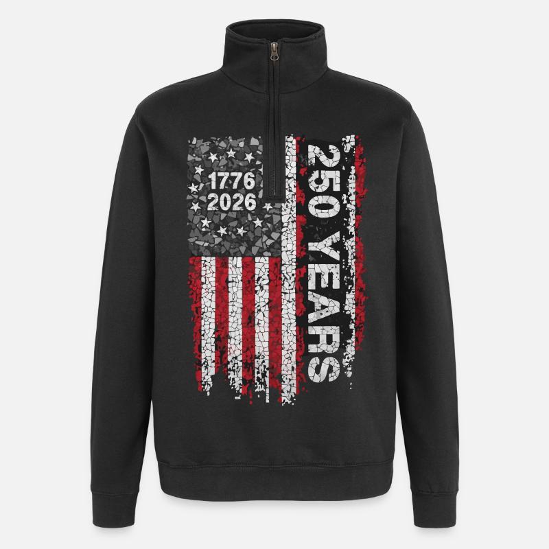 États-Unis 250 ans 1776-2026 - Sweat à zip 1/4 - noir