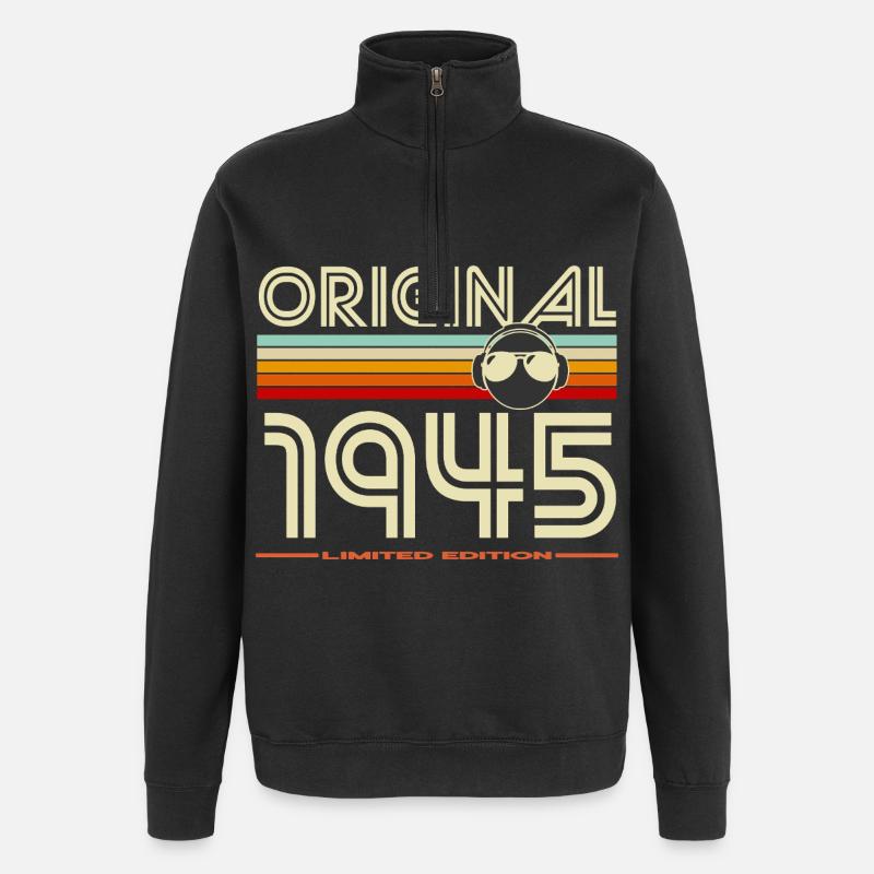 Originaler Retro-Helm von 1945 - Quarter-Zip-Sweatshirt - Schwarz