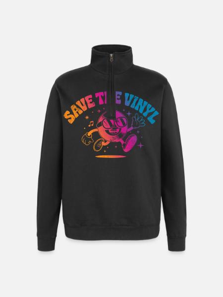 Save the Vinyl DJ Music - Quarter-Zip Sweatshirt - black