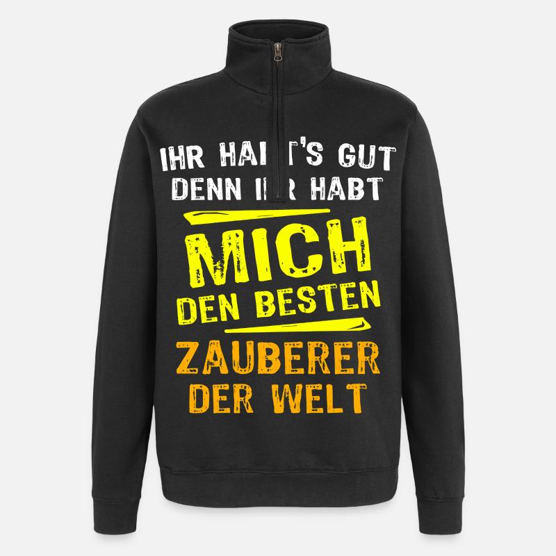 Zauberer Geschenk - Quarter-Zip-Sweatshirt - Schwarz