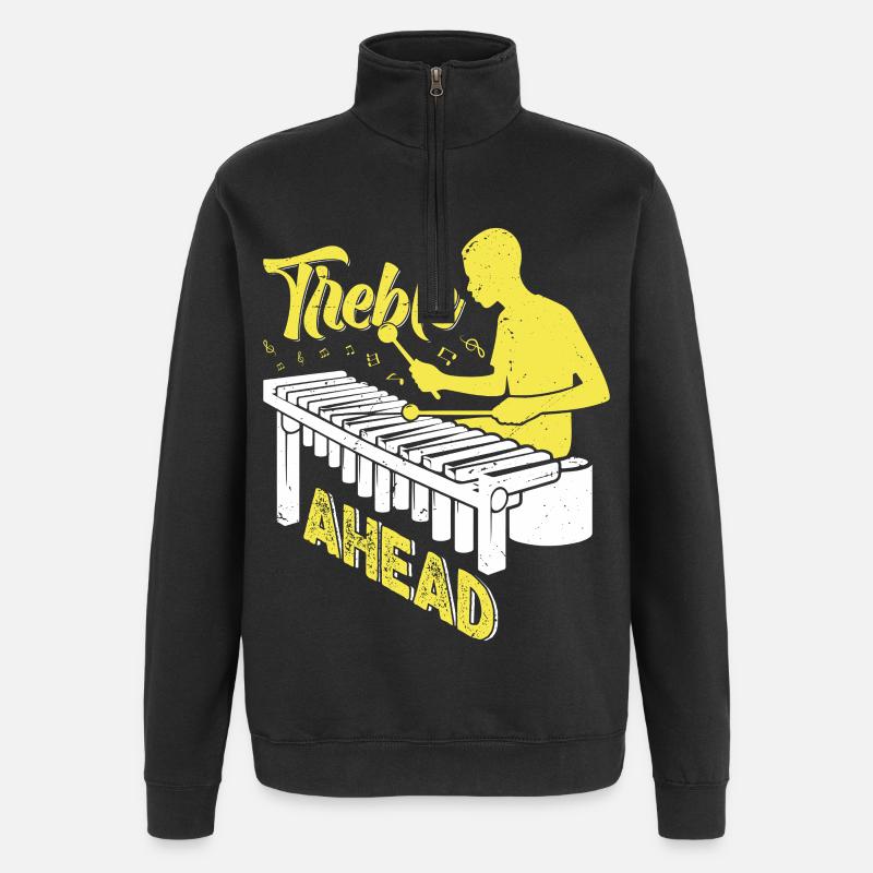 Marimbiste Aigu devant Percussionniste - Sweat à zip 1/4 - noir