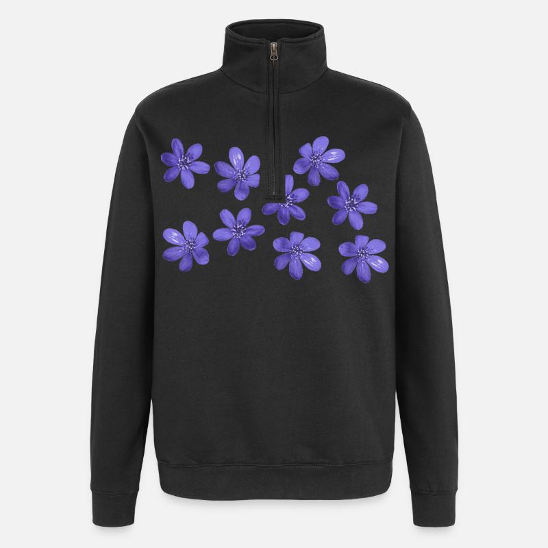 Leberblümchen retro design flowers Garten März - Quarter-Zip-Sweatshirt - Schwarz