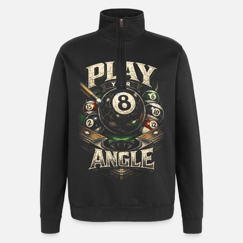 8-Ball Billiards Play Your Angle - Quarter-Zip Sweatshirt - black
