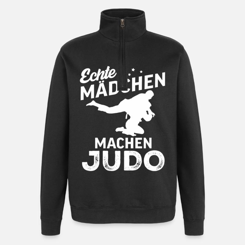 echte maedchen machen judo  - Quarter-Zip-Sweatshirt - Schwarz