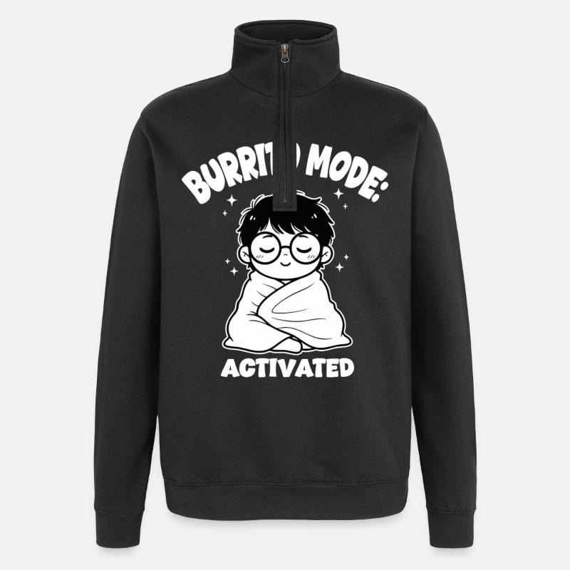 Couverture Burrito Mode - Sweat à zip 1/4 - noir