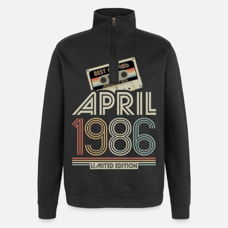 Meilleur d’avril 1986 cassette | Édition limitée - Sweat à zip 1/4 - noir