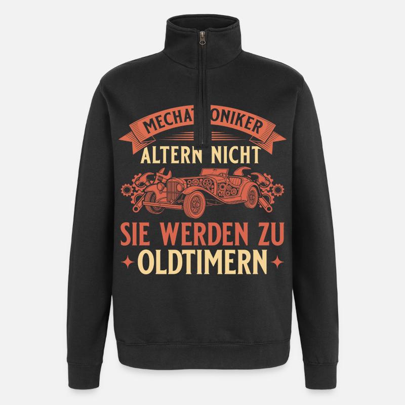 Mechatroniker Altern Nicht - Oldtimer Geschenk - Quarter-Zip-Sweatshirt - Schwarz