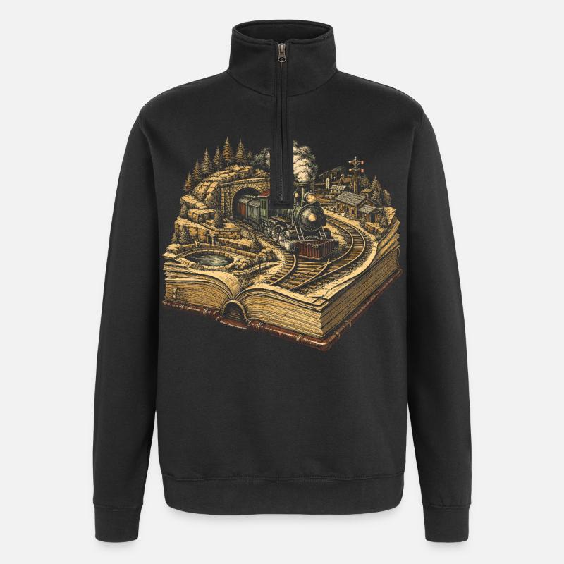 Chemin de fer miniature - Sweat à zip 1/4 - noir