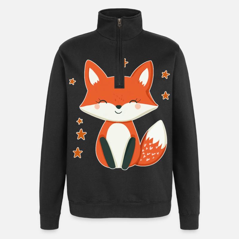Fox and Stars - Quarter-Zip Sweatshirt - black
