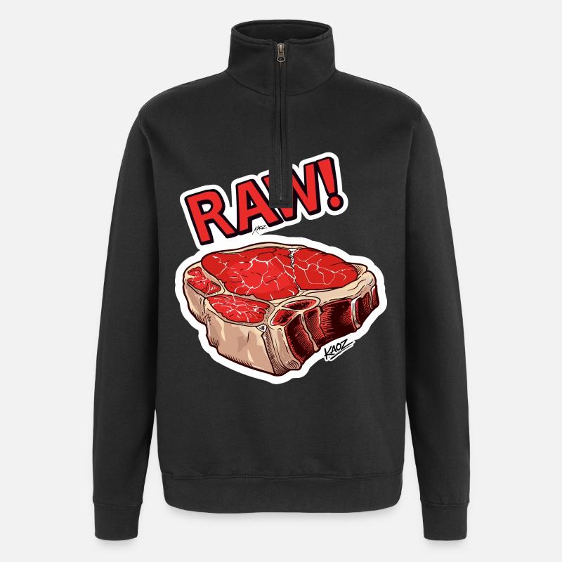 Dessin animé Steak - Sweat à zip 1/4 - noir