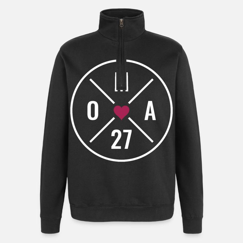Oma 27 Herz - Quarter-Zip-Sweatshirt - Schwarz