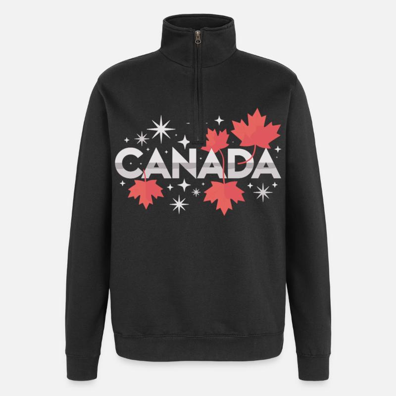 Kanada Ahornblatt Geschenkidee - Quarter-Zip-Sweatshirt - Schwarz