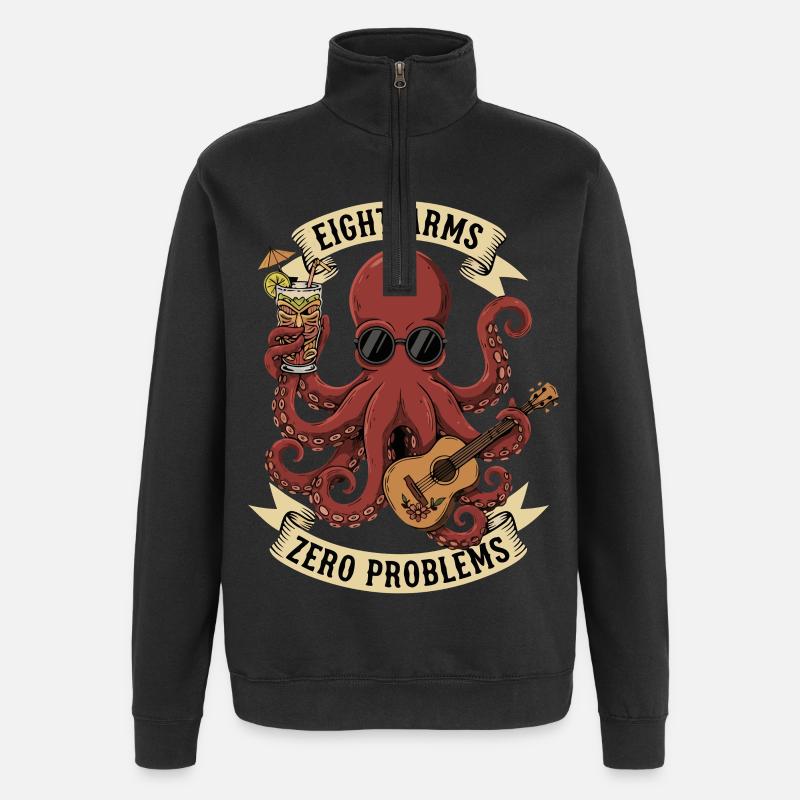 Eight Arms Zero Problems - Quarter-Zip Sweatshirt - black