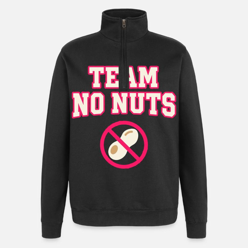Team No Nuts mit Erdnuss Symbol - Quarter-Zip-Sweatshirt - Schwarz