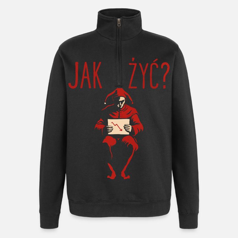 Jak Żyć Polish Meme Existential Jester - Quarter-Zip Sweatshirt - black