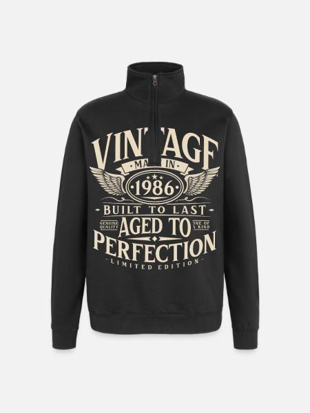 Vintage 1986 Vintage Birthday Retro Gift - Quarter-Zip Sweatshirt - black