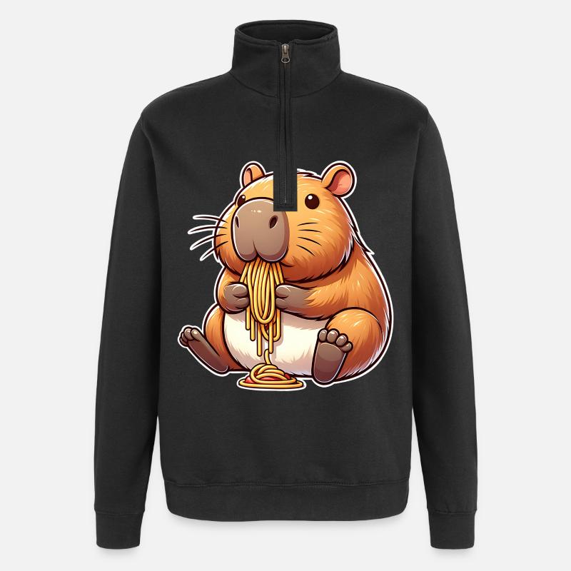 Pâtes à capybara - Sweat à zip 1/4 - noir