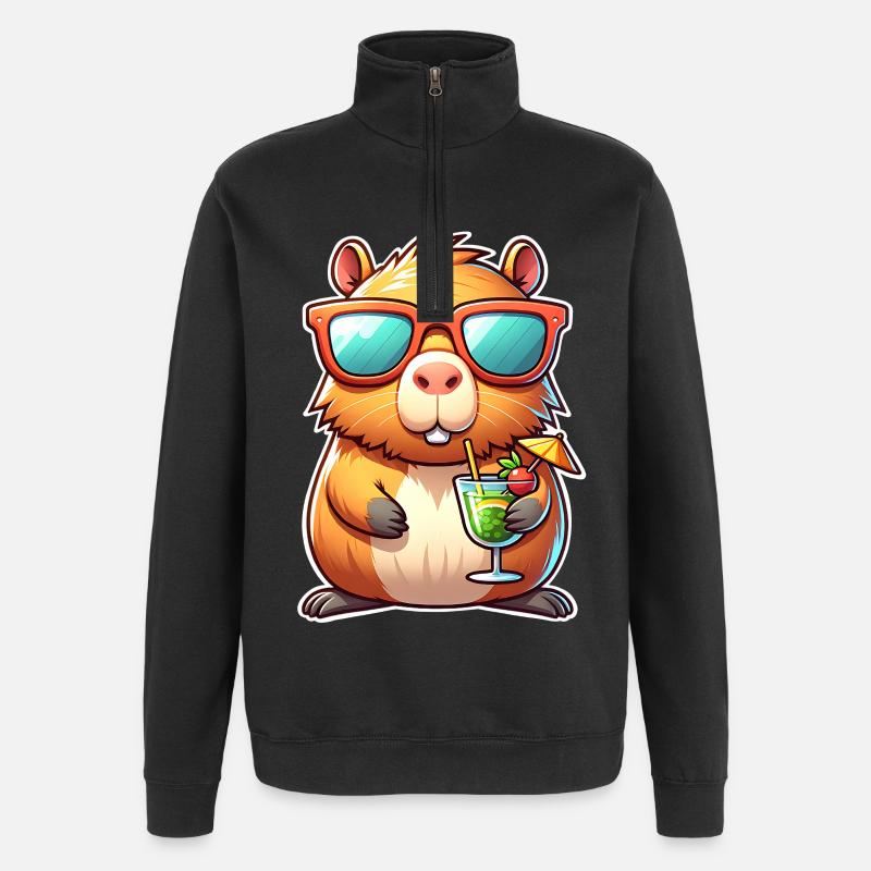 Capybara - Sweat à zip 1/4 - noir