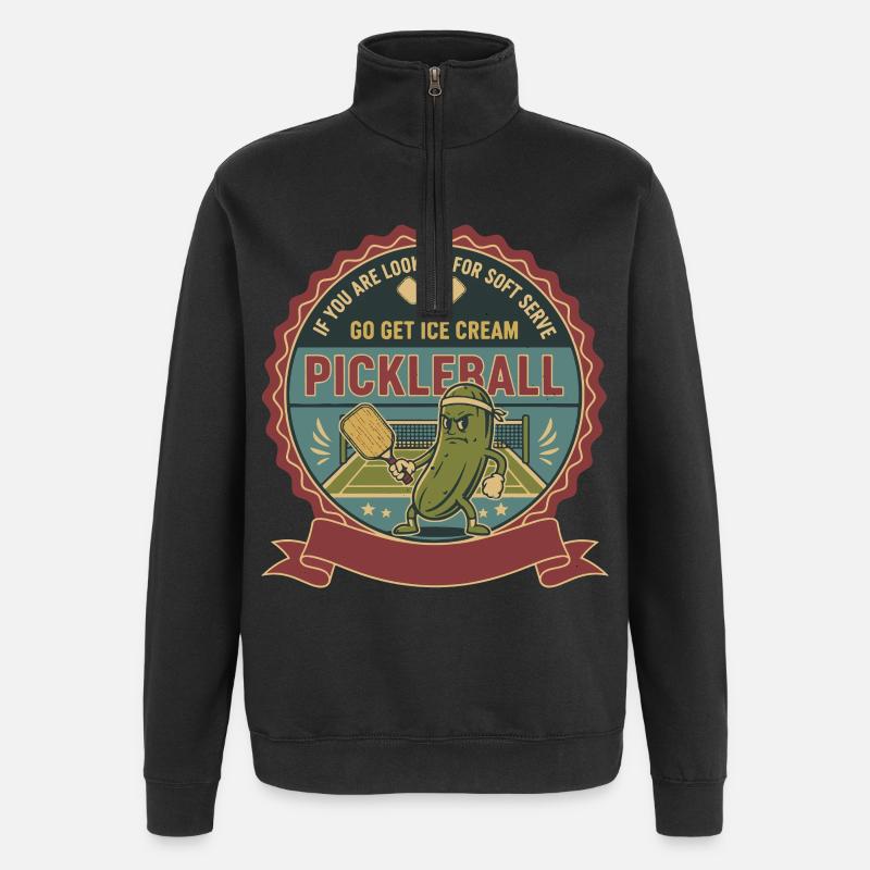 Pickleball-Softeis Go Hol Sahne lustig - Quarter-Zip-Sweatshirt - Schwarz