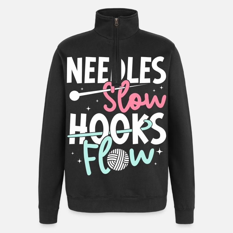 Crochet Hooks Flow Crocheter - Quarter-Zip Sweatshirt - black