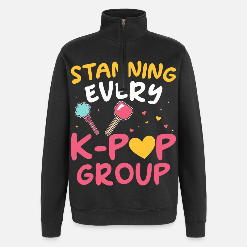 Stanning Every K-pop Group - Quarter-Zip Sweatshirt - black