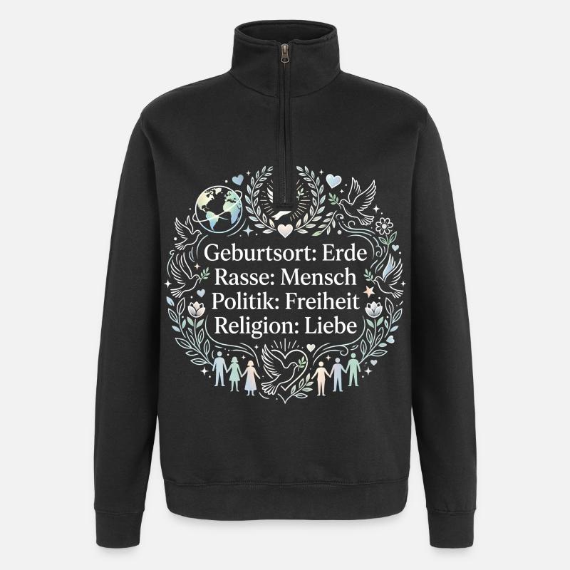 Gegen Rassismus - Quarter-Zip-Sweatshirt - Schwarz