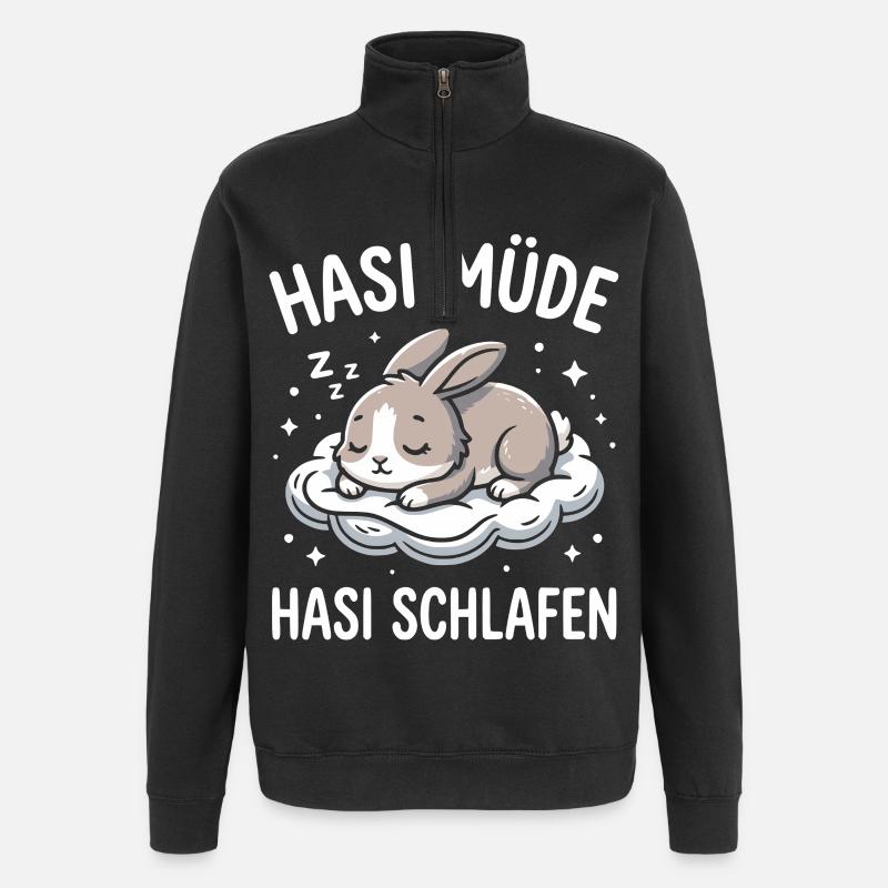 Lapin fatigué lapin endormi - Sweat à zip 1/4 - noir