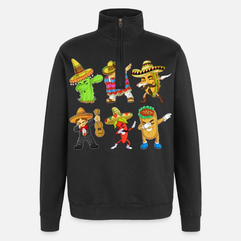 Cinco de Mayo Dab Characters Shirt - Sweat à zip 1/4 - noir