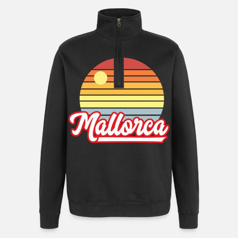 Majorque, vacances - Sweat à zip 1/4 - noir